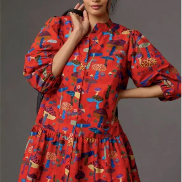 knee length dresses for ladies Black Blossom Tapestry LENZING™ ECOVERO™ Viscose Mini Dress – FARM Rio main image 0